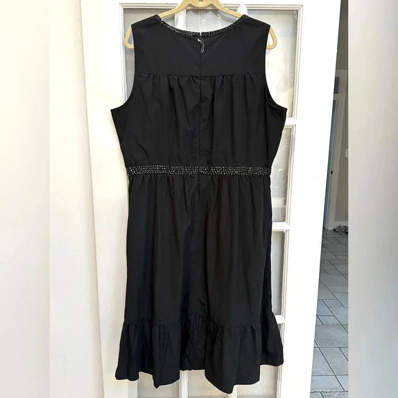 J. Peterman Black Beaded Shift Evening Formal Midi Dress Ruffle Plus Size 20 NWT - Picture 6 of 14